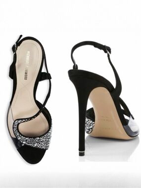 Nicholas Kirkwood Crystal Embellished Satin Slingback High Heel Sandals Size 9